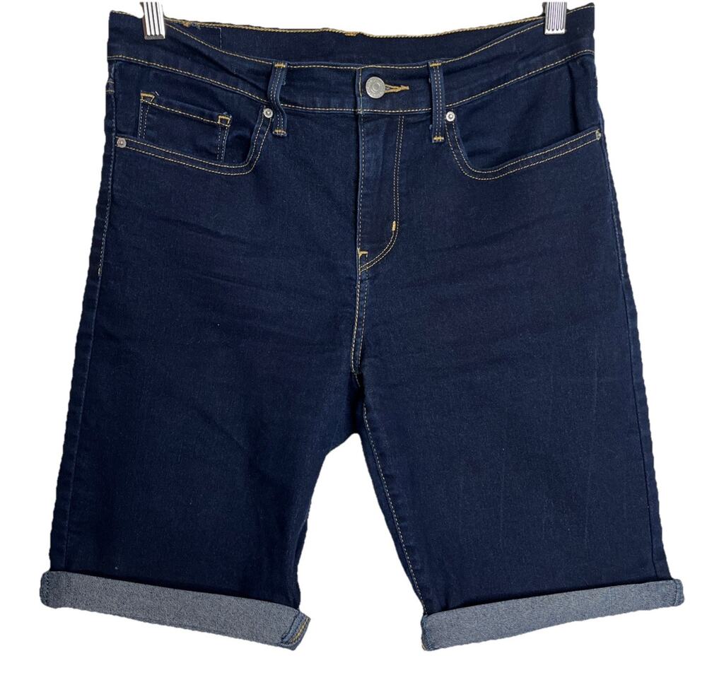 Levis's Women's 30 Dark Wash Navy Blue Cotton Stretch Bermuda Shorts 29969-0000